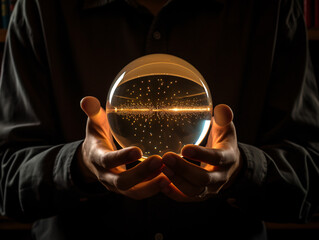 a person holding a glass ball - Powered by Adobe