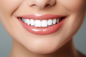 Perfect healthy teeth smile of young woman.