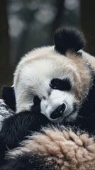 Obraz premium Panda background. Animal background . Vertical background