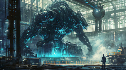 Sci-fi scene of the giant machine