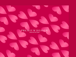 Seamless red love heart pattern illustration. Cute romantic pink hearts background print. Valentine's day holiday background texture, romantic wedding design. Romantic greeting card.