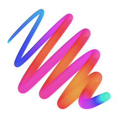 hand drawn 3d strokes rainbow colorful modern lines transparent background 