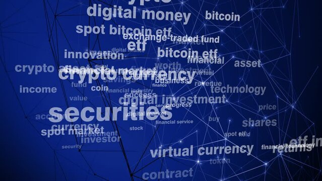 Digital money spot bitcoin etf investment and connected lines in cryptocurrency market, bitcoin etf, and financial technology. Investor interest soars as high returns and low risk create wealth