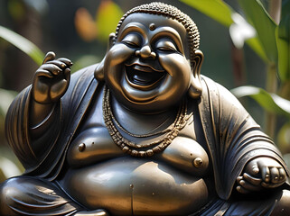 laughing buddha statue  - obrazy, fototapety, plakaty