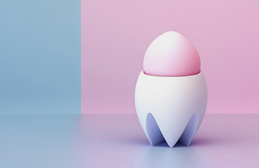 3D tooth shaped egg cup blue pink background