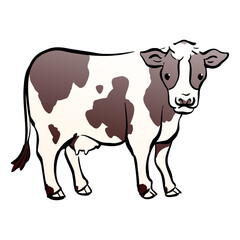 乳牛の和風ベクターイラスト（カラー）。