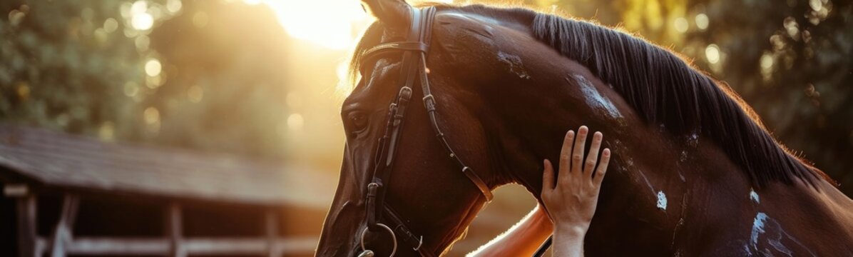 Stable horse . Banner