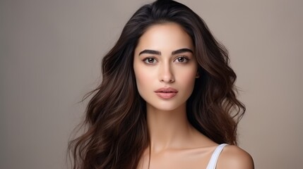 Naklejka premium Beautiful skincare cosmetics model advertising or beauty product.