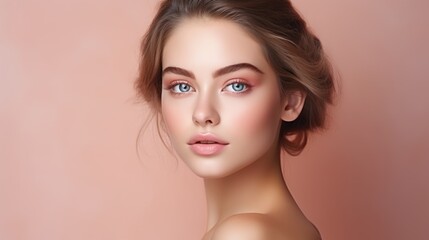Beautiful skincare cosmetics model advertising or beauty product.