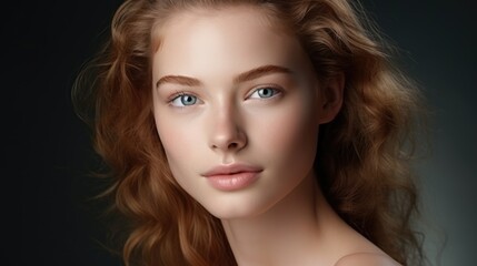 Naklejka premium Beautiful skincare cosmetics model advertising or beauty product.