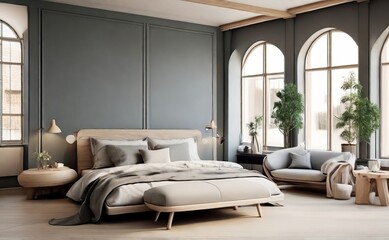 Leonardo Diffusion XL Cozy cute sofa with white furry sheepski