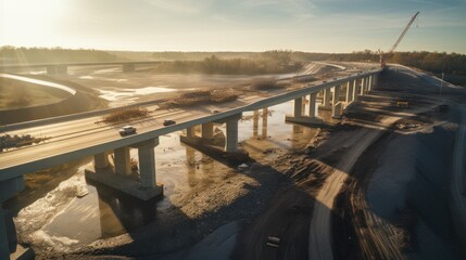 Aerial view of expressway bridge construction