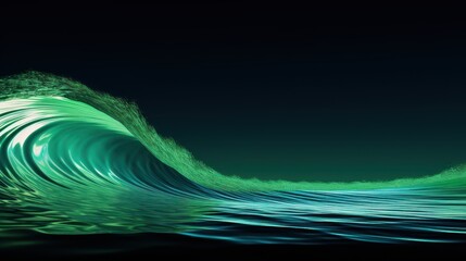 Extended curved wave graphic with green screen background. - obrazy, fototapety, plakaty