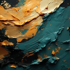 Fototapeta premium An abstract painting with a golden and green color scheme