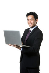 Asian businessman using a laptop.