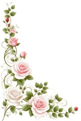 Fototapeta premium White Valentines Day background with beautiful rose vines, Valentines Day background