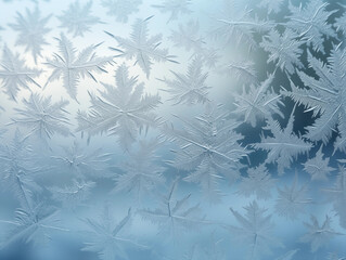 Frosty artistic drawings on glass background....