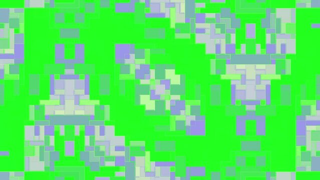Glitch noise transition VFX  on green screen background. Visual video effects stripes background tv screen noise glitch effect. Video  background, transition effect for video editing.