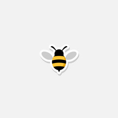 Bee icon sticker isolated on gray background
