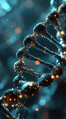 Dna strand symbolizes the intersection of digital technology and scientific discovery