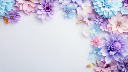 Naklejka na ściany i meble Frame with colorful flowers on a white background