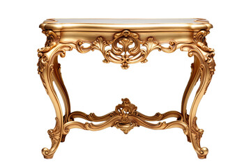 Rococo Giltwood Table Isolated On Transparent Background - obrazy, fototapety, plakaty
