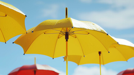 Fototapeta na wymiar yellow beach umbrella