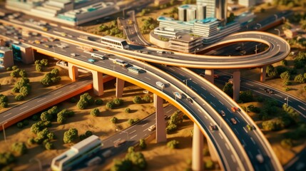 Fototapeta na wymiar Infrastructure development such as roads bridges. AI generated