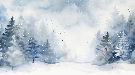 White watercolor snowfall