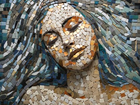 a mosaic of a woman's face