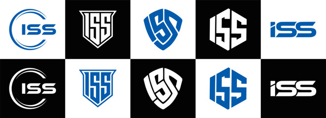 ISS logo. I S S design. White ISS letter. ISS, I S S letter logo design. Initial letter ISS letter logo set, linked circle uppercase monogram logo. I S S letter logo vector design.	
