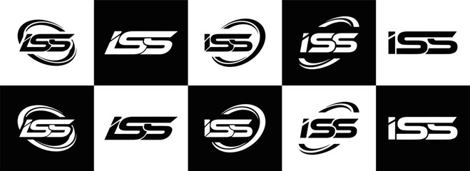 ISS logo. I S S design. White ISS letter. ISS, I S S letter logo design. Initial letter ISS letter logo set, linked circle uppercase monogram logo. I S S letter logo vector design.	
