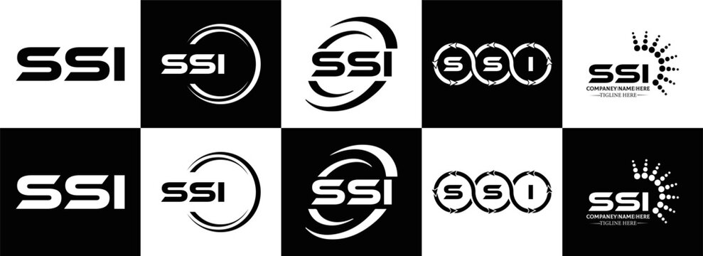 SSI logo. S S I design. White SSI letter. SSI, S S I letter logo design. Initial letter SSI letter logo set, linked circle uppercase monogram logo. S S I letter logo vector design.	
