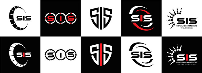 SIS logo. S I S design. White SIS letter. SIS, S I S letter logo design. Initial letter SIS letter logo set, linked circle uppercase monogram logo. S I S letter logo vector design.	
