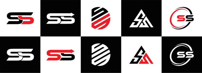 SS logo. S S design. White SS letter. SS, S S letter logo design. Initial letter SS letter logo set, linked circle uppercase monogram logo. S S letter logo vector design.	
