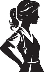 silhouette of a female nurse illustration generative ai