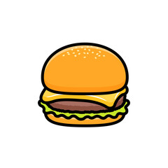 シンプルなチーズバーガーのイラスト.