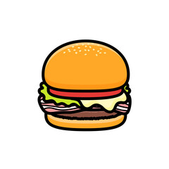 シンプルなBLTバーガーのイラスト.