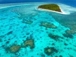 Crédence de cuisine en verre imprimé Turquoise Aerial view of Lady Musgrave Island and it's fringing reef