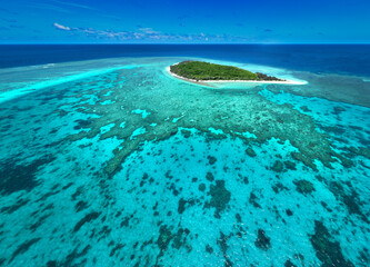 Aerial view of Lady Musgrave Island and it's fringing reef