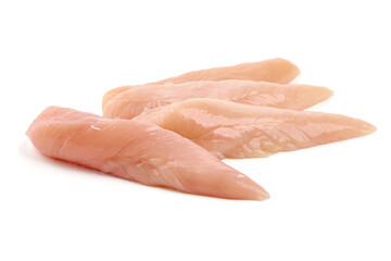 Chicken Breast Mini Fillets, isolated on white background. High resolution image.