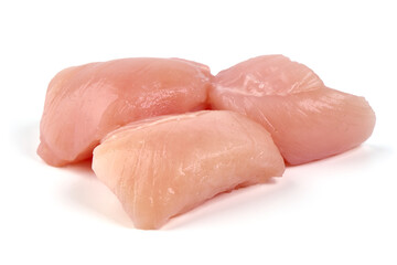 Raw chicken fillet, isolated on white background.