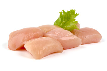 Raw chicken fillet, isolated on white background.