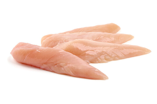 Chicken Breast Mini Fillets, isolated on white background. High resolution image.