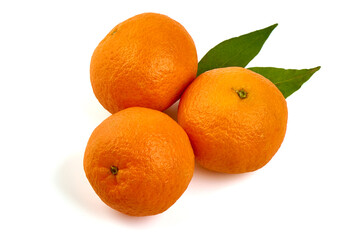 Ripe tangerine fruits, isolated on a white background.