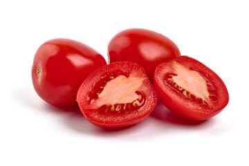 Plum tomatoes, isolated on white background. High resolution image.