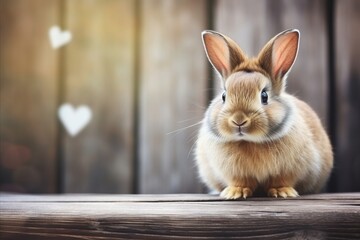 Cute Bunny with Heart. Adorable Image for Valentines Day, Love Themes, Greeting Cards