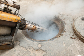 fumigating the sewer at horizontal composition