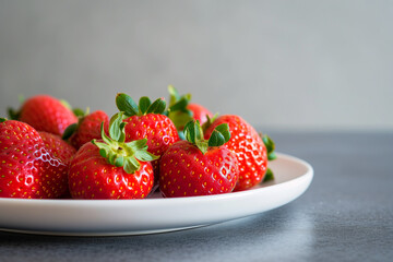 strawberries in a bowl. Fresh and strawberry. Fruits and berries for fitness. Wooden plate with red strawberry. design for fitness shop, food market, restaurant of cafe. Morning snack. copy space