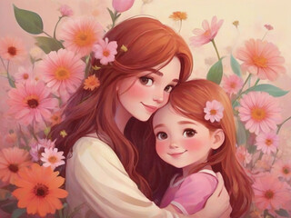 Obraz na płótnie Canvas Happy Mother and child love background wallpaper